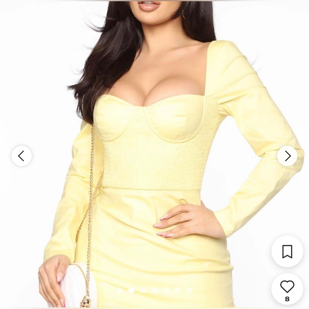 Fashion Nova Light Yellow Smocked Top